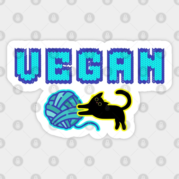 Knitted Vegan Kitty Cat Sticker by Cult of Seitan